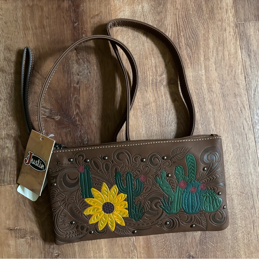 Nwt Justin Crossbody Cactus Wallet